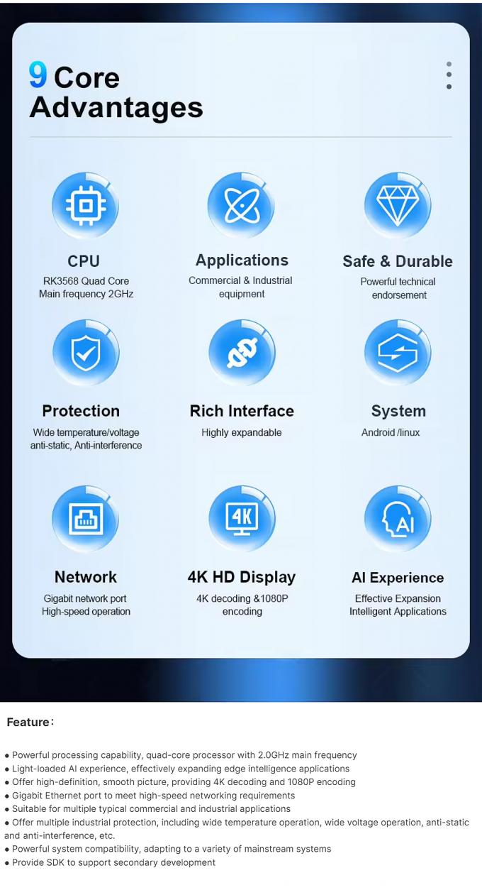 Встроенная ARM-плата RK3568 с ОС Android 11 для мультисенсорных экранов и различных вариантов подключения к Интернету 3
