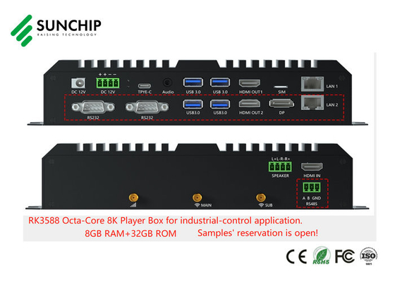 Android 13 Edge Computing Player Box RK3588 Industrial ARM Board 8K Octa Core Dual 1000M RS485 RS232 Медиаплейер