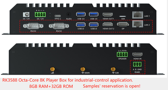 8K Octa RK3588 плата Android 12 Dual LAN 5G WIFI BT5.0 HD DP LVDS RS232 RS485 MINI PC Alot Industrial Controller