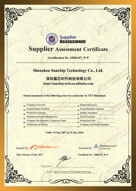 КИТАЙ Shenzhen Sunchip Technology Co., Ltd. Сертификаты
